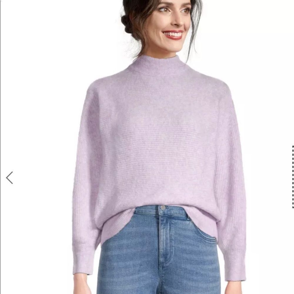 XL NWT *Ann Taylor* Cozy Ribbed Balloon-Sleeve Pastel Lavender Lilac Sweater